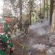 Petugas gabungan memadamkan kebakaran lahan TNGC di Blok Kiara Sayana Kuningan