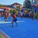Suasana Turnamen Bola Voli Semi Open HUT ke-21 Astri Putri di Lapangan Kuda Kramat Desa Sukaharja Kecamatan Cibingbin Kabupaten Kuningan.