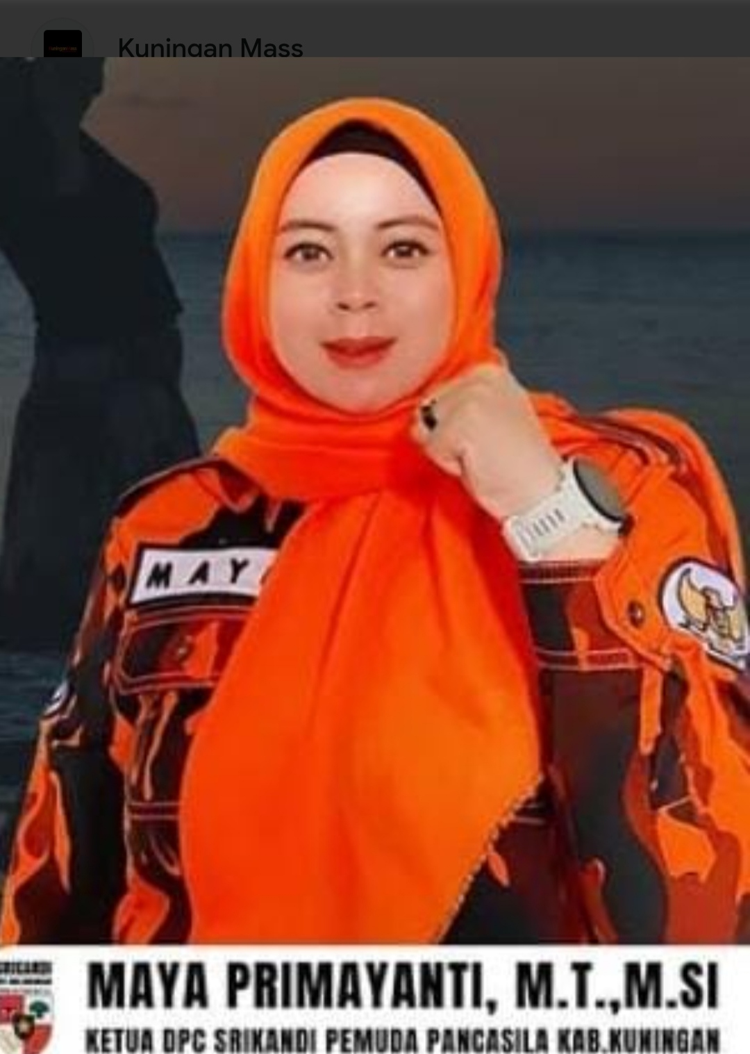 Maya Primanyati Ketua DPC Srikandi Pemuda Pancasila Kabupaten Kuningan menyampaikan belasungkawa atas wafatnya Bung Gunawan Ketua PAC Pemuda Pancasila Kecamatan Japara.