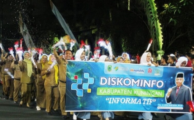 Peserta Taptu dan Pawai Obor HUT ke-81 RI di Kabupaten Kuningan