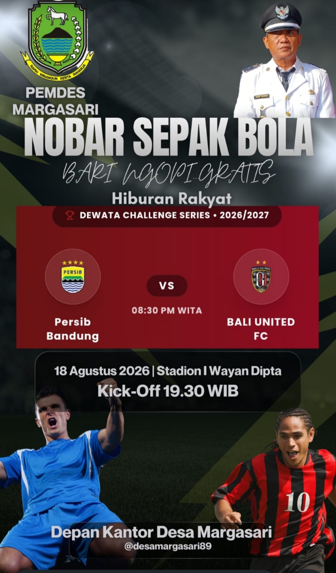 Nobar Persib vs Bali United di depan Kantor Bale Desa Margasari Kuningan