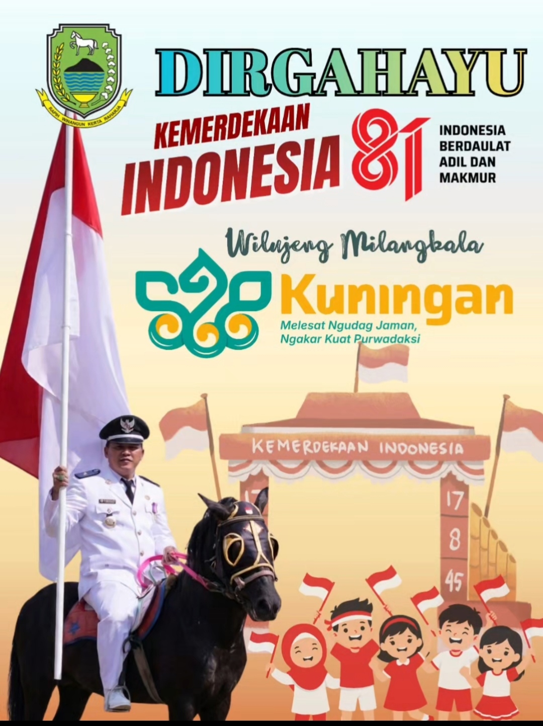Kepala Desa Cilimus H Mulyadin bersama Pemdes Cilimus menyampaikan ucapan Hari Jadi Kabupaten Kuningan ke-528