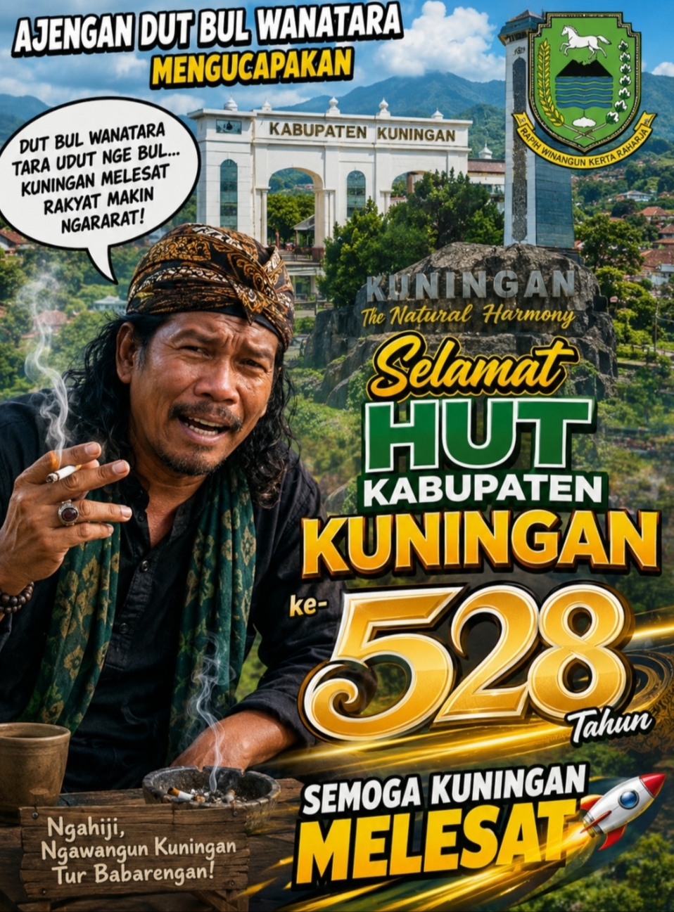 Ajengan Dut Bul Wana Tara menyampaikan ucapan HUT ke-528 Kabupaten Kuningan