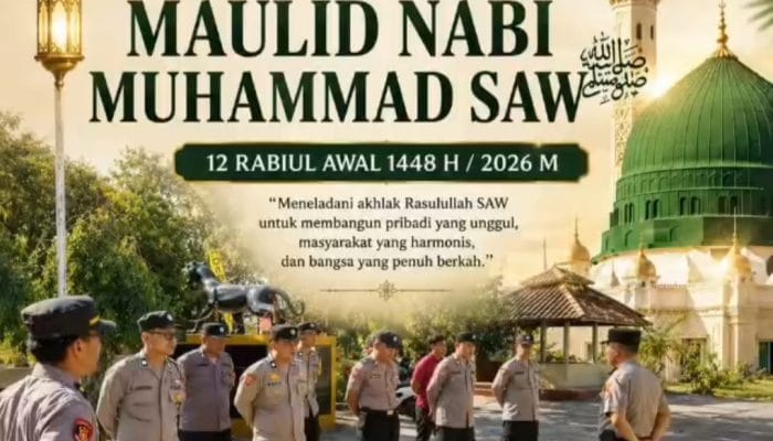 Kapolsek Cibingbin dan Jajaran Mengucapkan Selamat Memperingati Maulid Nabi Muhammad SAW 1448 H Tahun 2026