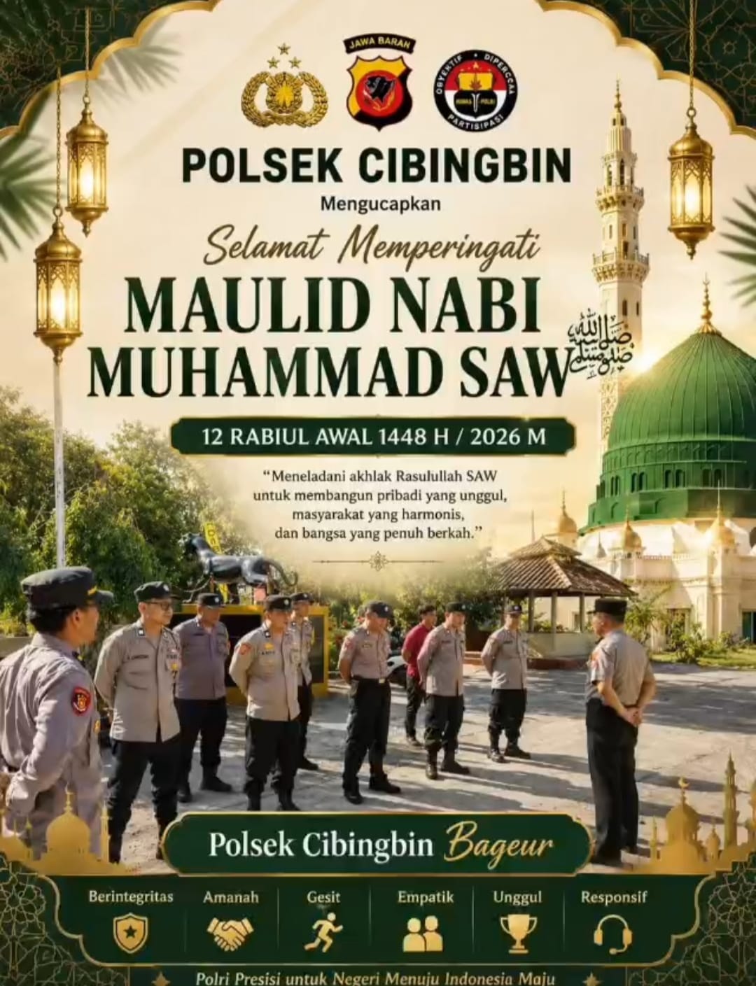 Kapolsek Cibingbin dan jajaran mengucapkan Selamat Maulid Nabi Muhammad SAW 1448 H Tahun 2026