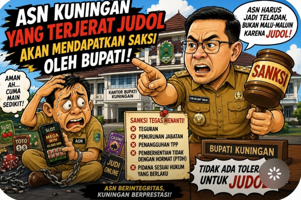 Bupati Kuningan Dian Rachmat Yanuar menegaskan larangan judi online bagi ASN di lingkungan Pemkab Kuningan