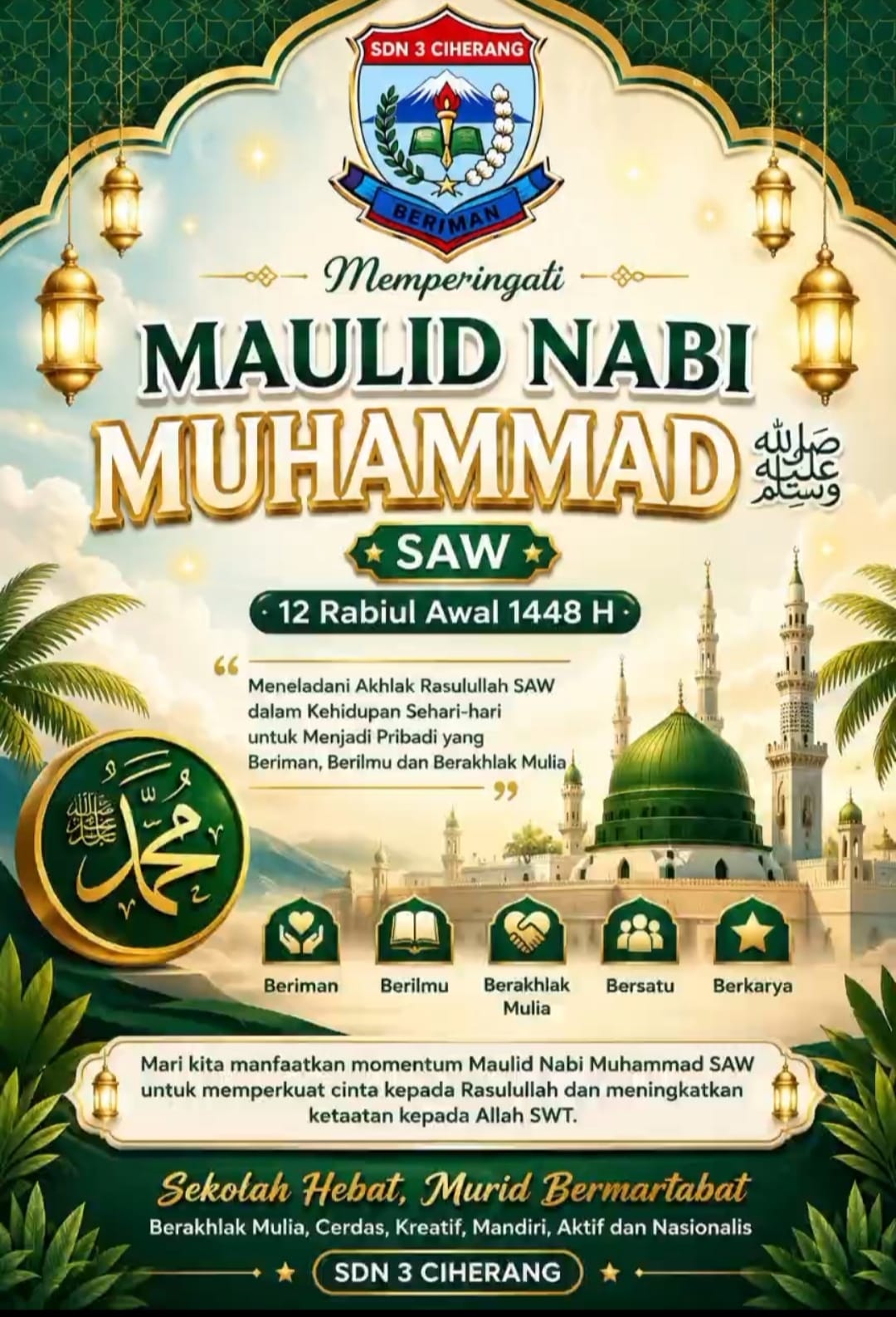 Keluarga besar SDN 3 Ciherang Kuningan memperingati Maulid Nabi Muhammad SAW 1448 H