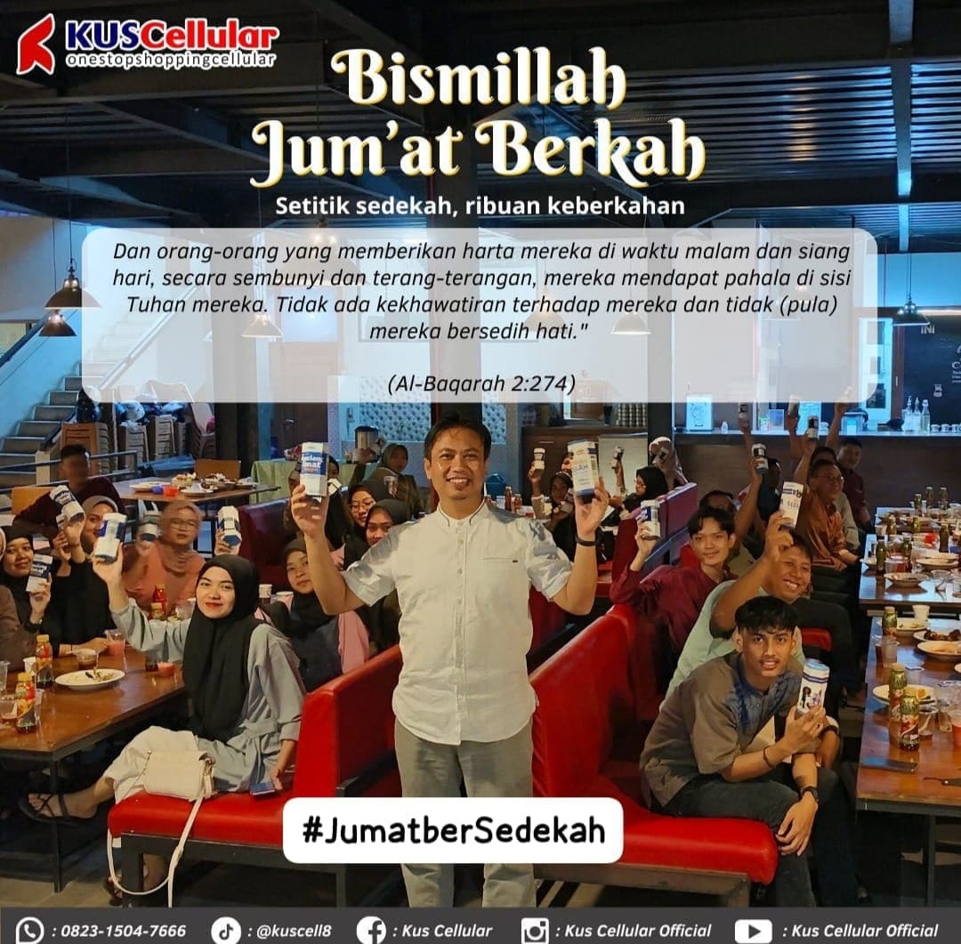 Ajakan sedekah ribuan rupiah dalam gerakan Jumat Berkah Jumat Bersedekah Kabupaten Kuningan oleh Owner KusCellular