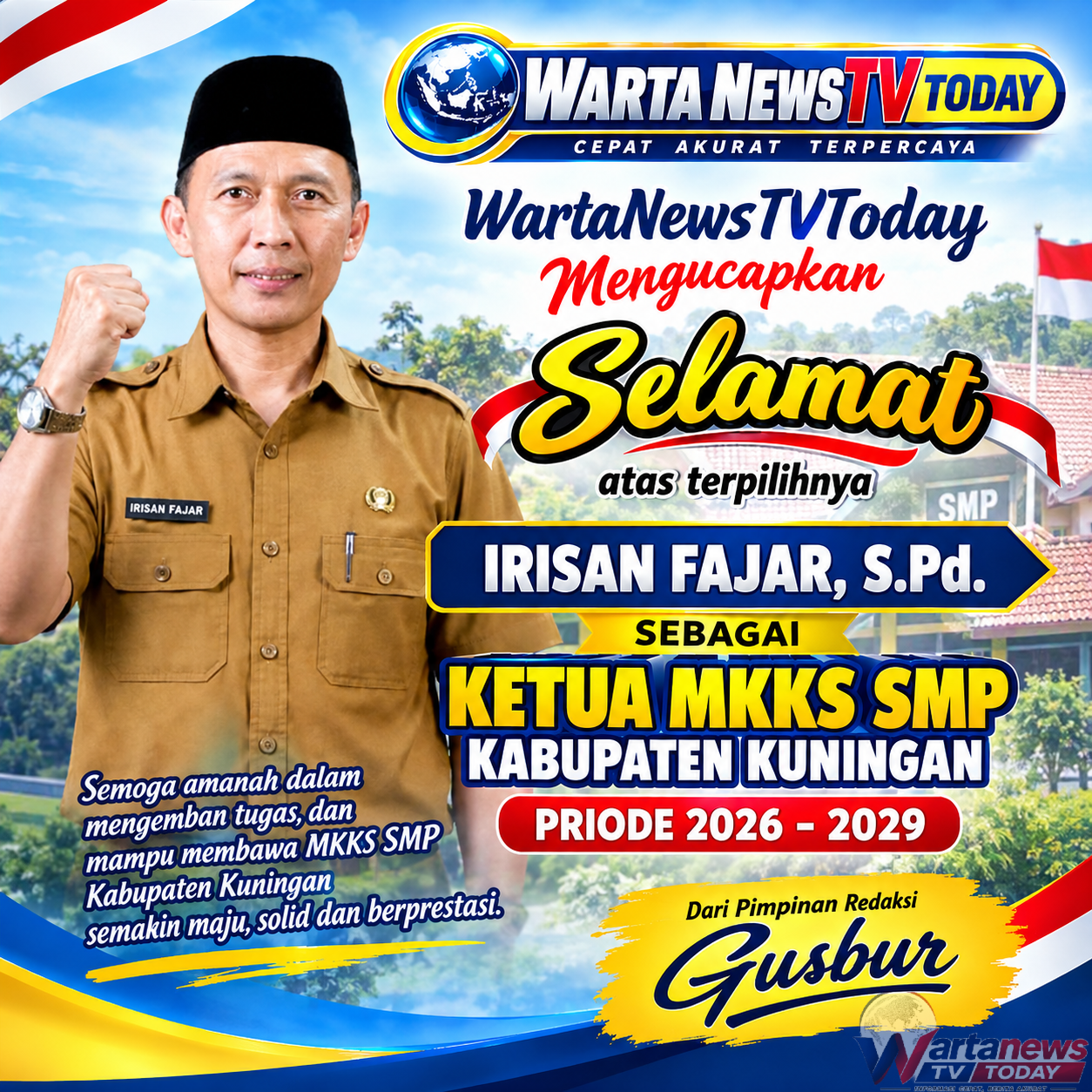 Irsan Fajar S.Pd Ketua MKKS SMP Kabupaten Kuningan periode 2026-2029