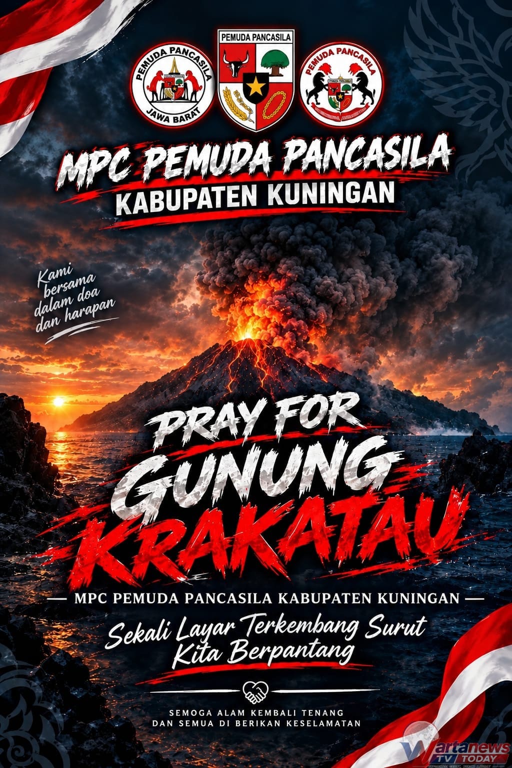 Ketua MPC Pemuda Pancasila Kuningan H. Harnida Darius menyampaikan doa dan solidaritas untuk masyarakat sekitar Gunung Krakatau