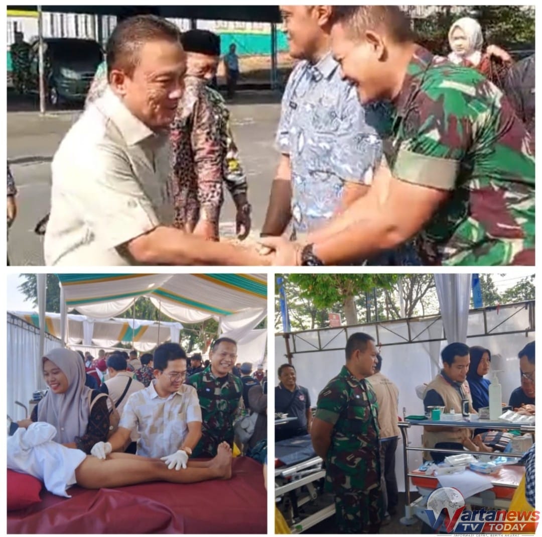 Danramil 1510/Cilimus mendampingi Bupati Kuningan saat meninjau kegiatan khitanan massal LKKS di RS Linggajati.