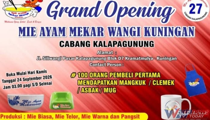 Mie Ayam Mekar Wangi Kuningan Buka Cabang di Kalapagunung, Siapkan Hadiah untuk 100 Pembeli Pertama