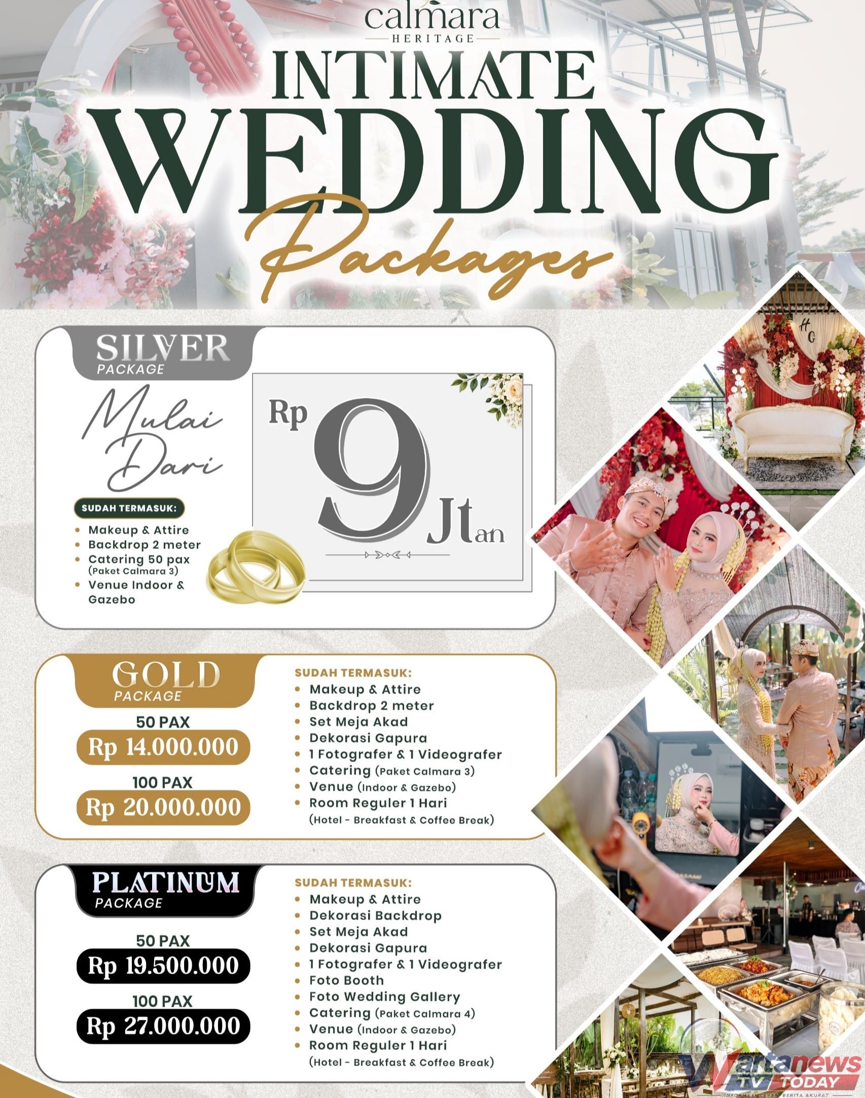 Calmara Cafe & Resto Kaduela Kuningan menghadirkan paket intimate wedding mulai Rp9 juta