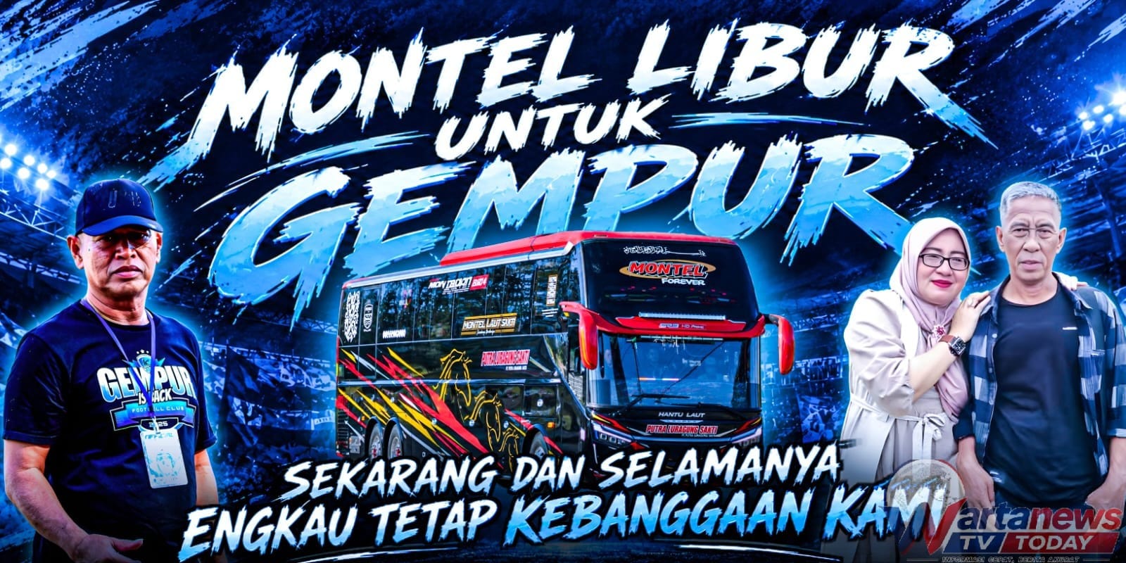 Suporter dan warga Purwasari memberikan dukungan kepada Gempur FC menjelang pertandingan melawan Ragasakti Setianegara di Stadion Ciloklok Cilimus.