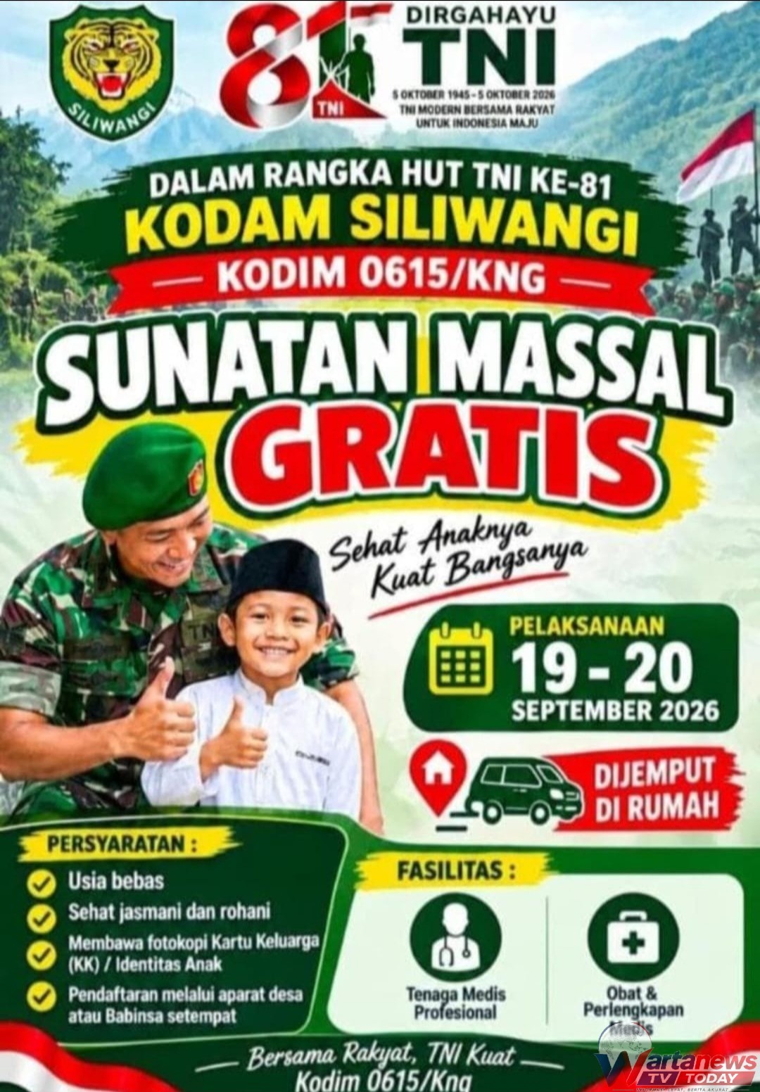 Khitanan massal Kodim 0615 Kuningan dalam rangka HUT ke-81 TNI