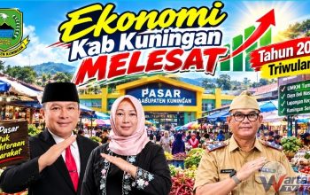 Grafik pertumbuhan ekonomi Kabupaten Kuningan Triwulan II 2026 mencapai 6,94 persen dan masuk empat besar di Jawa Barat.