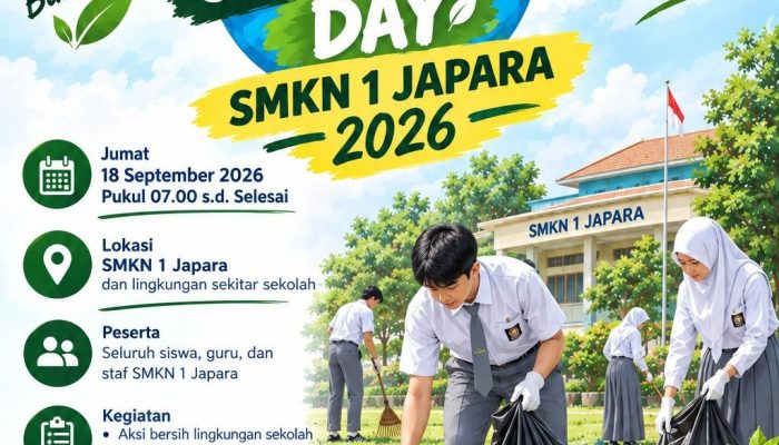 SMKN 1 Japara Kuningan Gelar World Cleanup, Siswa Kompak Jaga Kebersihan