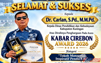 Dr. Carlan S.Pd M.M Pd Raih Penghargaan Tokoh Inspiratif Pendidikan dalam Kabar Cirebon Award 2026